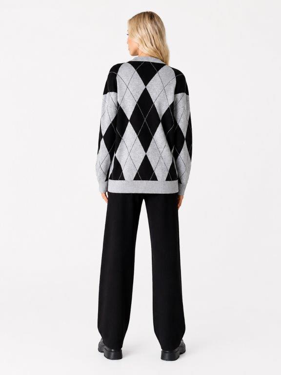 Argyle top and pants knit set argyle top and pants knit set
