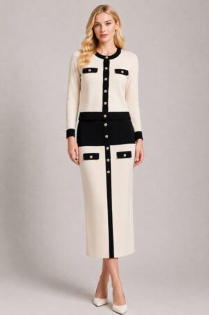 Luxury top and skirt knit set