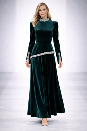 Luxury beaded velvet dress