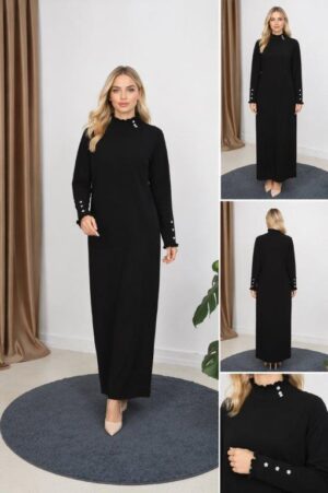 knitted dress with diamantes buttons