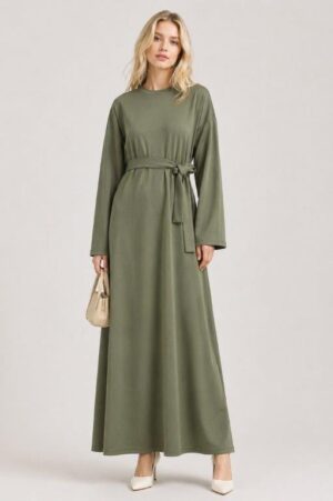 long cotton knit dress